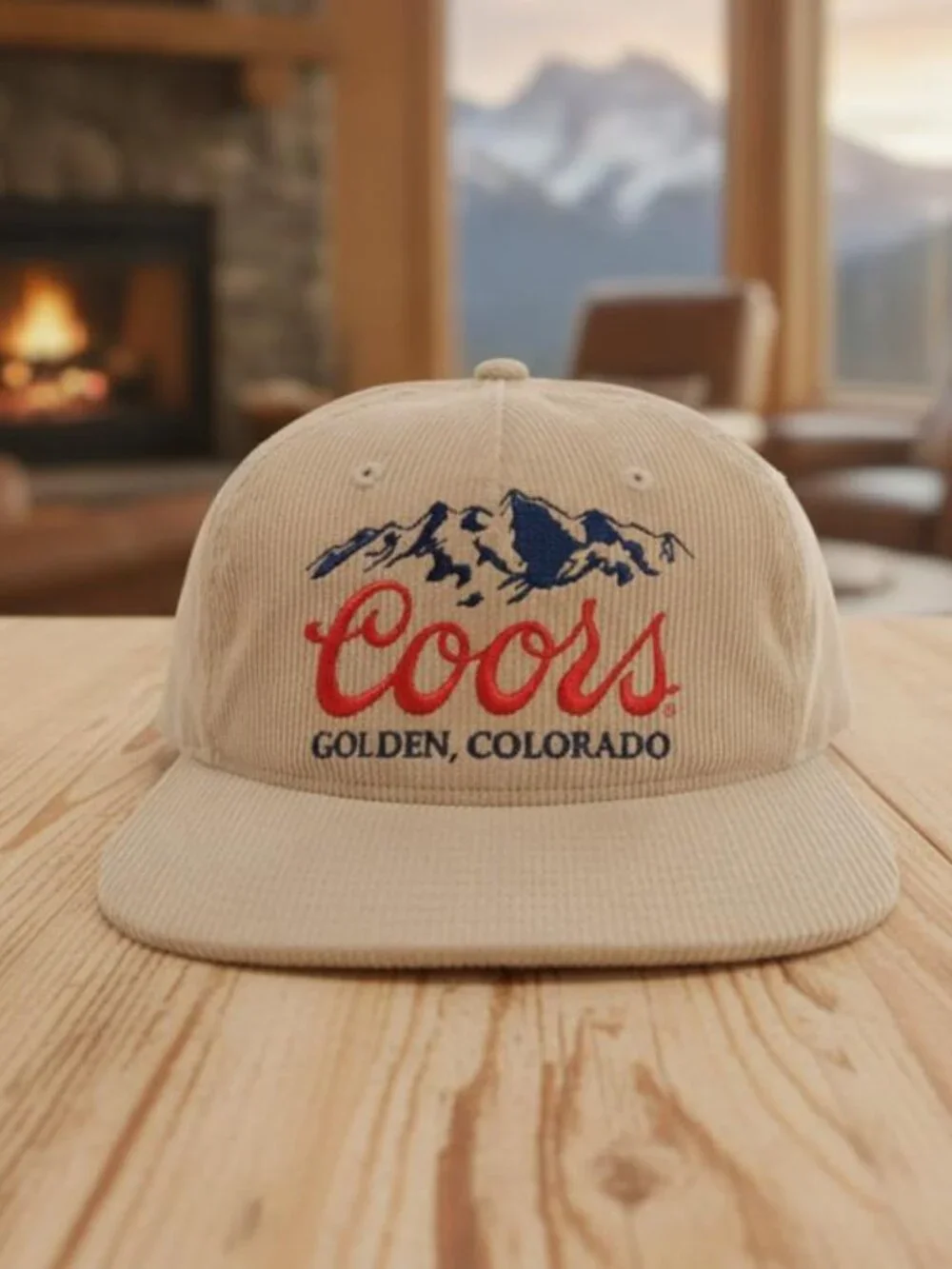 Licensed Coors Vintage Corduroy Hat Tan Flat Bill Snapback Golden Colorado 90s
